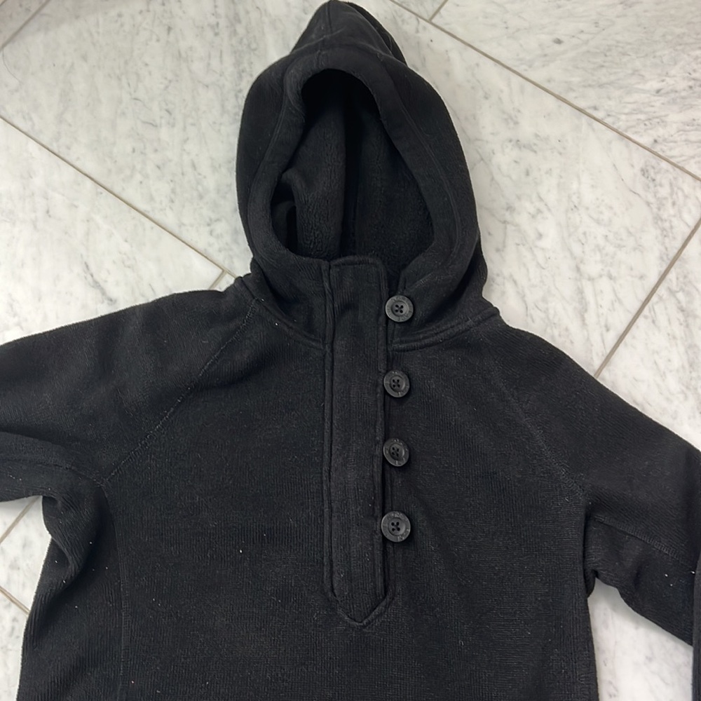 Charcoal Black North Face Hoodie Buttons Zip Pockets Sz Medium - Picture 2 of 9